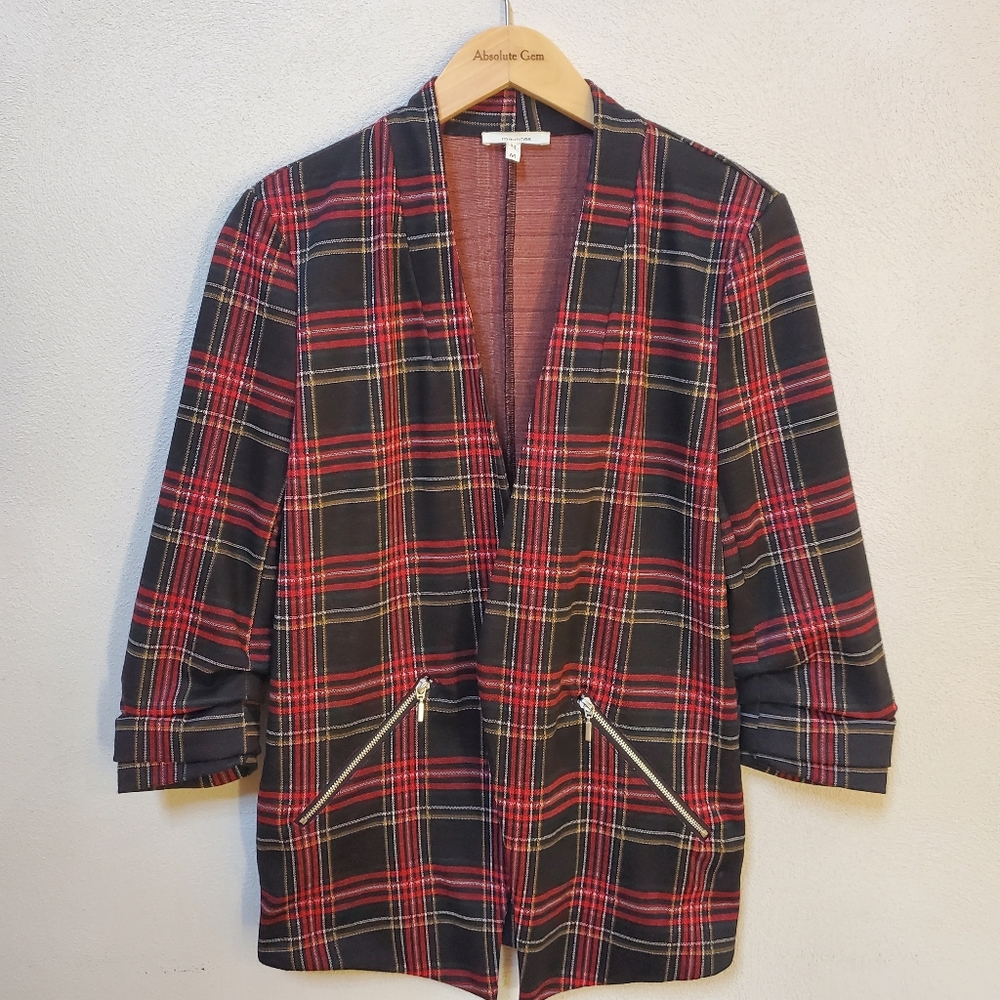 Maurices black plaid open front blazer lightweight jacket Academia size medium